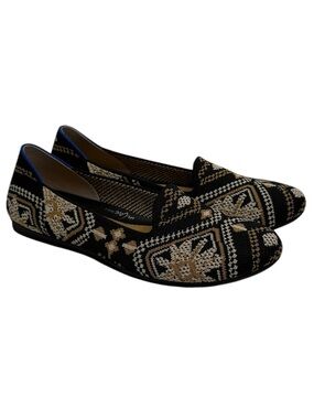 ROTHY’S The Lounge Loafer Black White and Tan Knit Slip-On Flats $180 NWOT